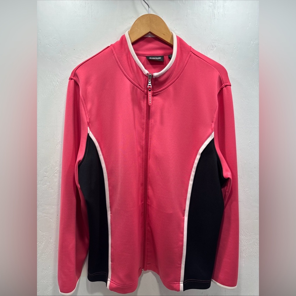 Avenue Pink & Black Track Suit Active Jacket Piping Detail Full Zip Size 18 /20
